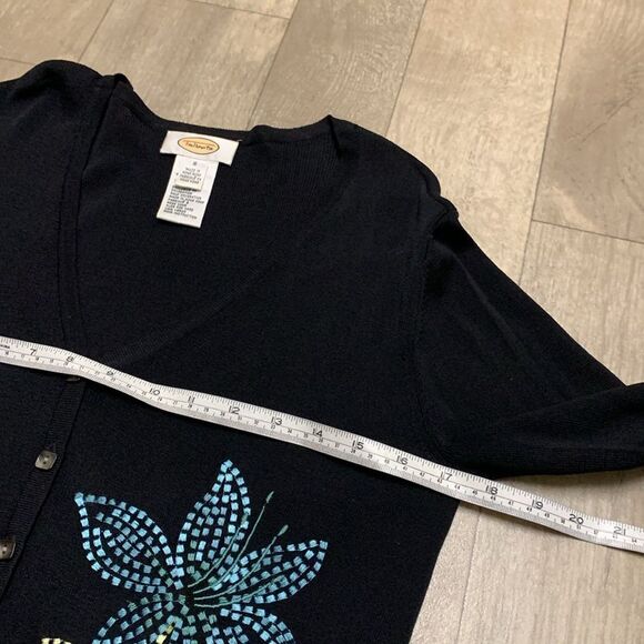 NWOT Talbots Embroidered Floral Button Down‎ Cardigan 3/4 Sleeve Sweater - Picture 6 of 8